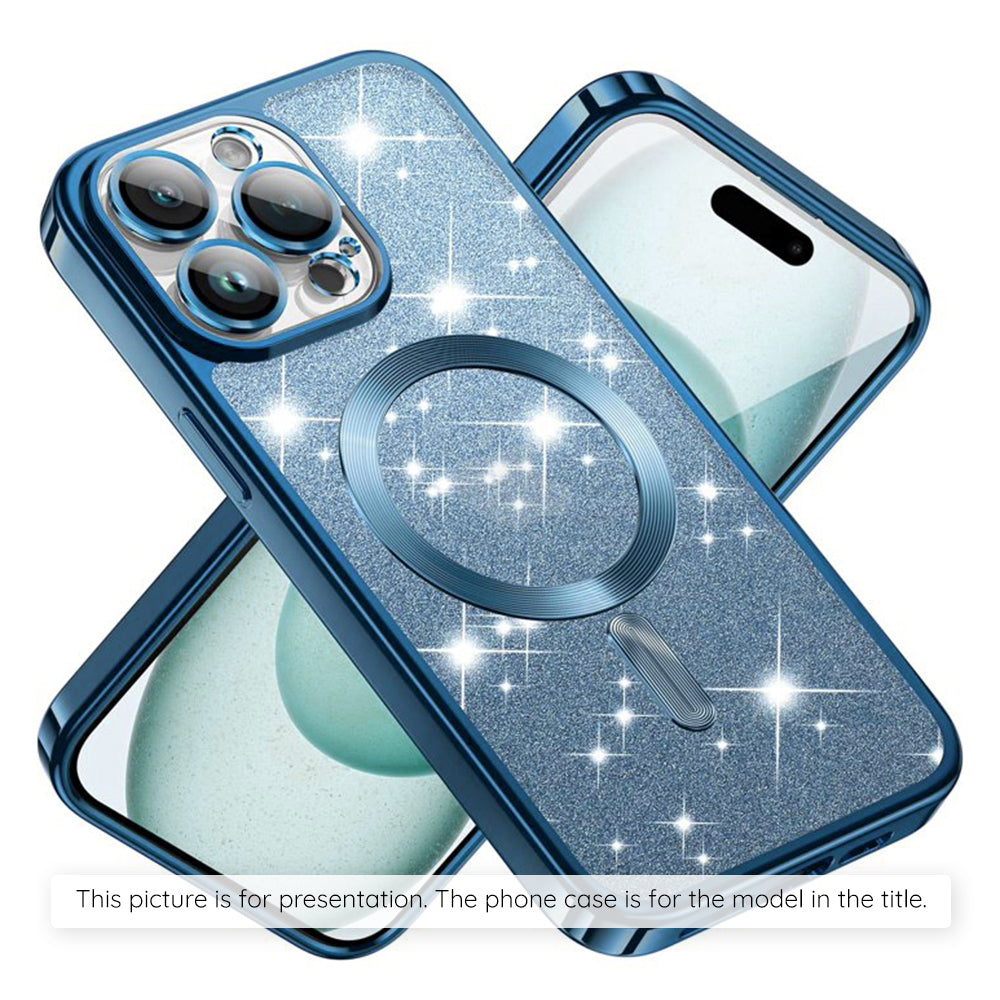 Housse MagSafe pour Apple iPhone 17 Air, Techsuit, Luxury Glitter, Bleu