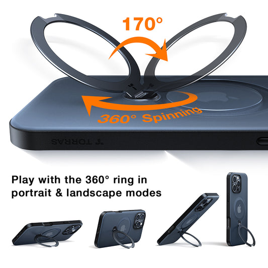 MagSafe Hülle für Apple iPhone 17 Air, Torras, Ostand Spin, Transparent