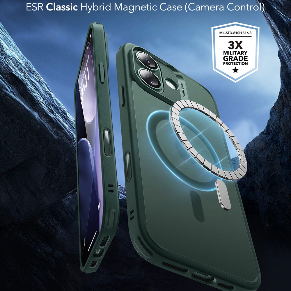 Housse MagSafe pour Apple iPhone 17, ESR, Classic Hybrid, Vert Satiné