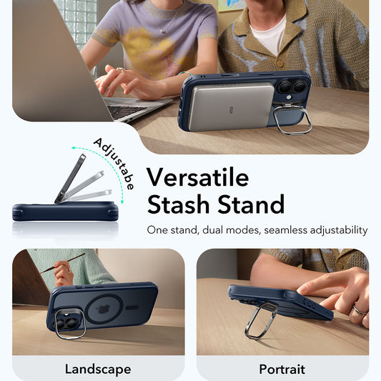 Custodia MagSafe per Apple iPhone 17, ESR, Classic Hybrid Kickstand, Blu Satinato