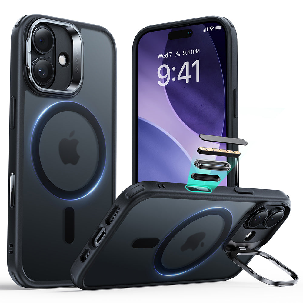 Custodia MagSafe per Apple iPhone 17, ESR, Classic Hybrid Kickstand, Nera Satinata