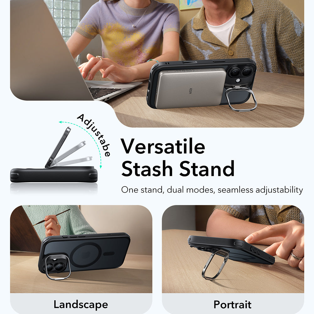Custodia MagSafe per Apple iPhone 17, ESR, Classic Hybrid Kickstand, Nera Satinata