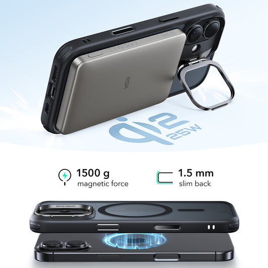 Custodia MagSafe per Apple iPhone 17, ESR, Classic Hybrid Kickstand, Nera Satinata