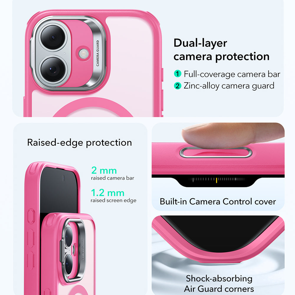 Coque MagSafe pour Apple iPhone 17, ESR, Classic Hybrid Kickstand, Rose Satiné