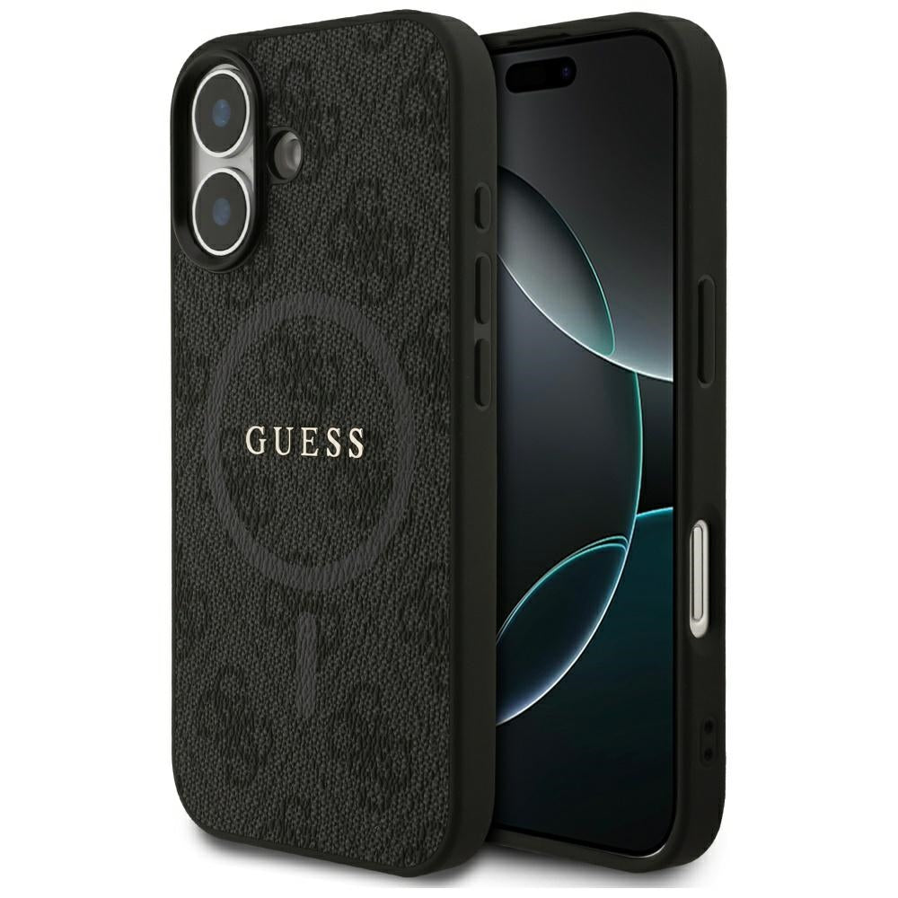 Custodia MagSafe per Apple iPhone 17, Guess, 4G Ring Classic Logo, Nera