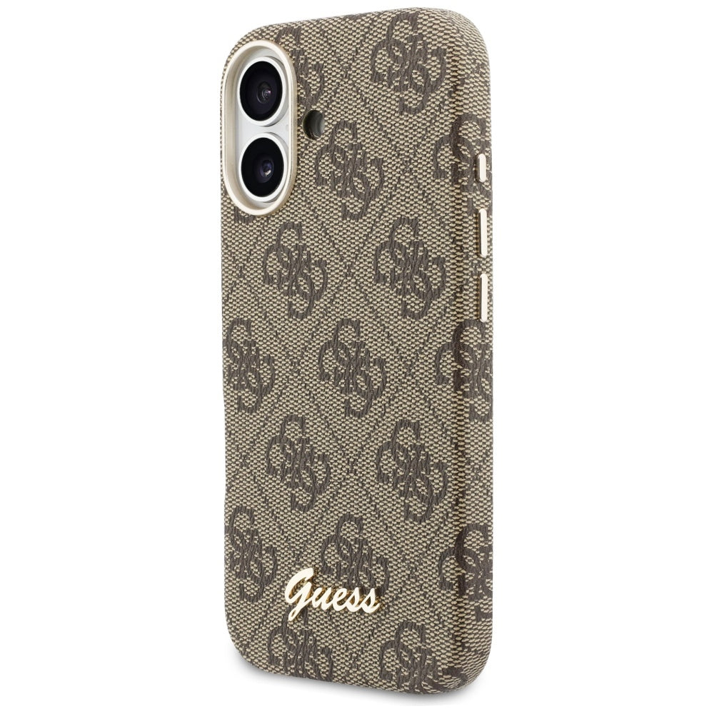 Custodia MagSafe per Apple iPhone 17, Guess, 4G Script Logo, Marrone
