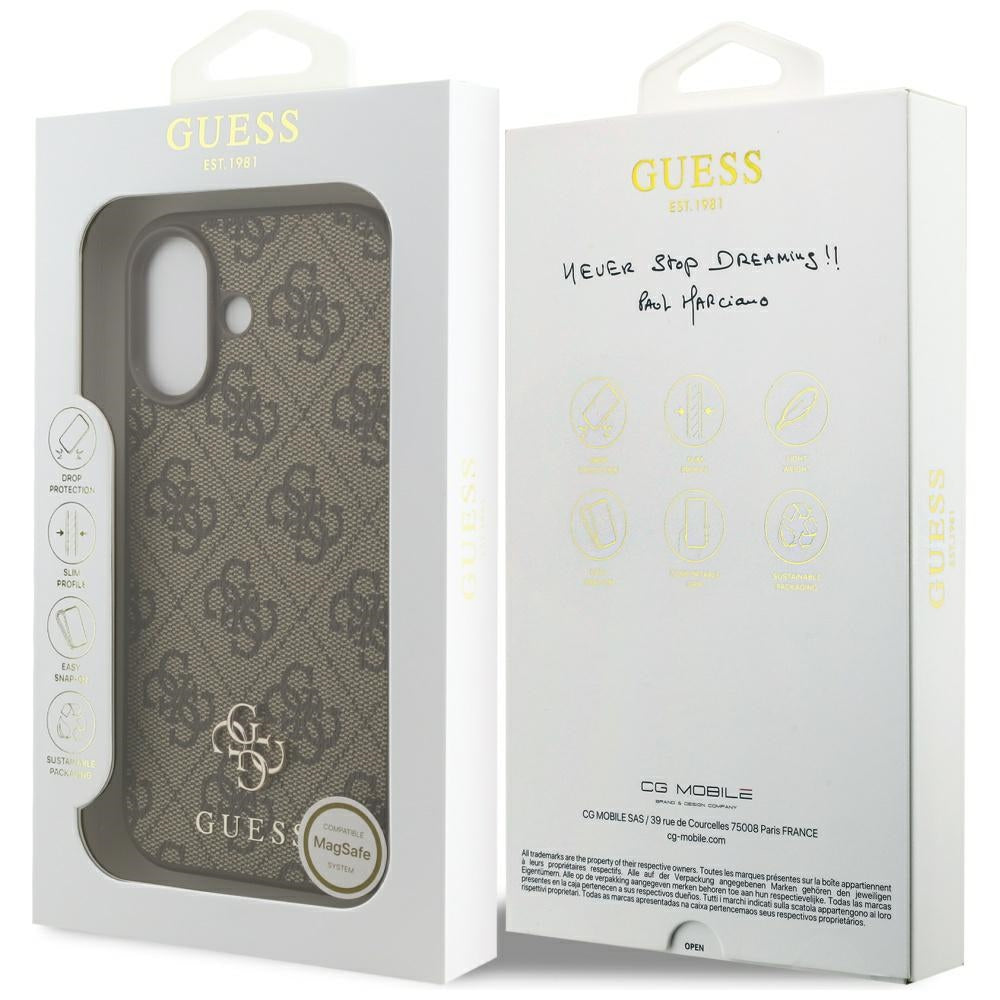 Custodia MagSafe per Apple iPhone 17, Guess, 4G Small and Classic Logo, Marrone