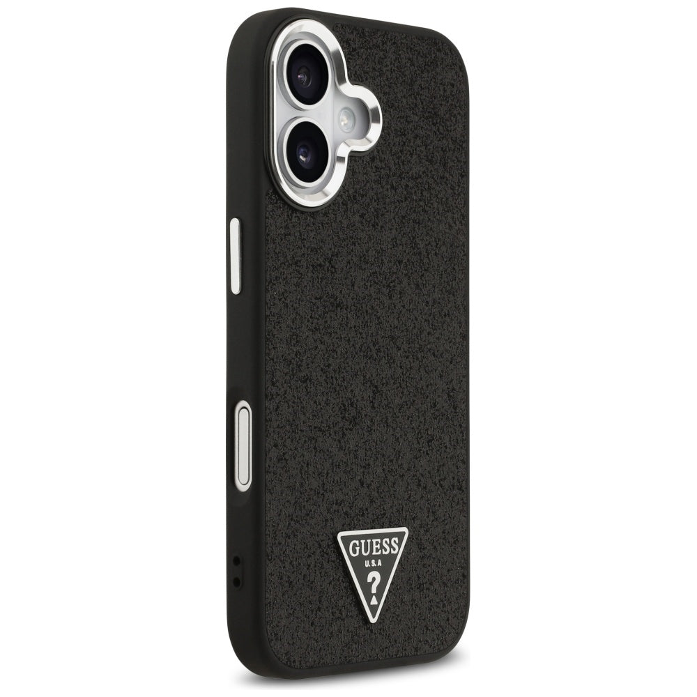 Custodia MagSafe per Apple iPhone 17, Guess, Glitter Triangle Logo, Nera