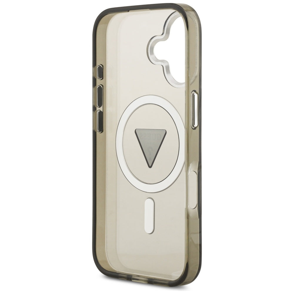 MagSafe Hülle für Apple iPhone 17, Guess, IML Gradient Triangle Logo, Silber Khaki