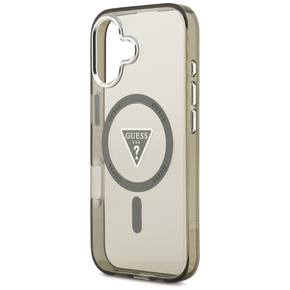 MagSafe Hülle für Apple iPhone 17, Guess, IML Gradient Triangle Logo, Silber Khaki