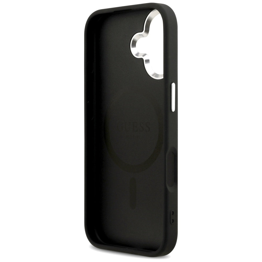Custodia MagSafe per Apple iPhone 17, Guess, Peony Hot Stamp Script, Nera