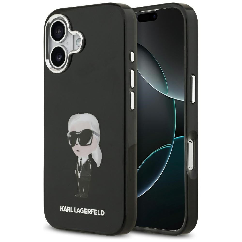 Custodia MagSafe per Apple iPhone 17, Karl Lagerfeld, IML Aquarelle Karl Ikonik, Nera