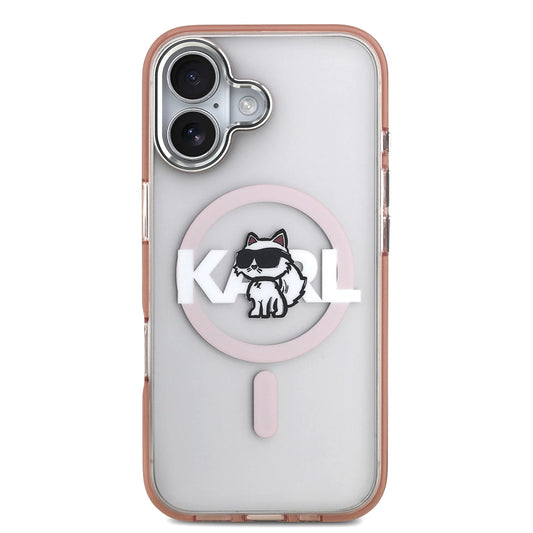 Custodia MagSafe per Apple iPhone 17, Karl Lagerfeld, IML Sketch Logo Choupette, Rosa
