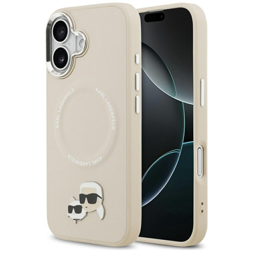 Custodia MagSafe per Apple iPhone 17, Karl Lagerfeld, Karl & Choupette Pins, Beige