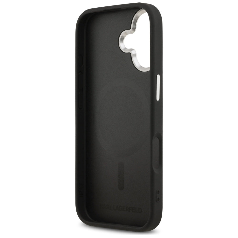 Coque MagSafe pour Apple iPhone 17, Karl Lagerfeld, Karl & Choupette Pins, Noire