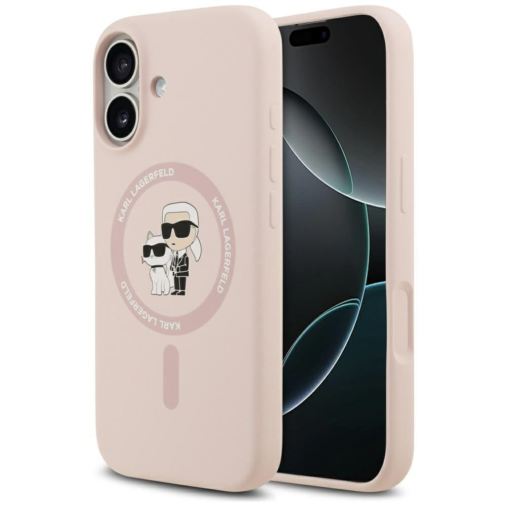 Custodia MagSafe per Apple iPhone 17, Karl Lagerfeld, Ring Karl & Choupette, Rosa