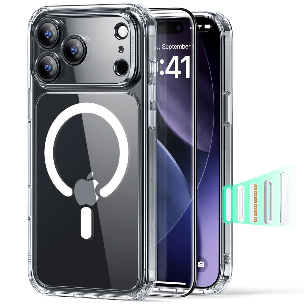 Custodia MagSafe per Apple iPhone 17 Pro, ESR, Classic Hybrid con Protezione Schermo, Trasparente