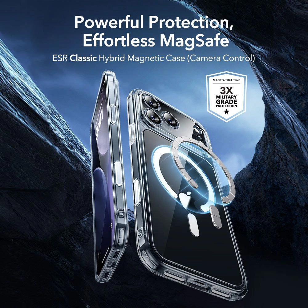 Custodia MagSafe per Apple iPhone 17 Pro, ESR, Classic Hybrid con Protezione Schermo, Trasparente