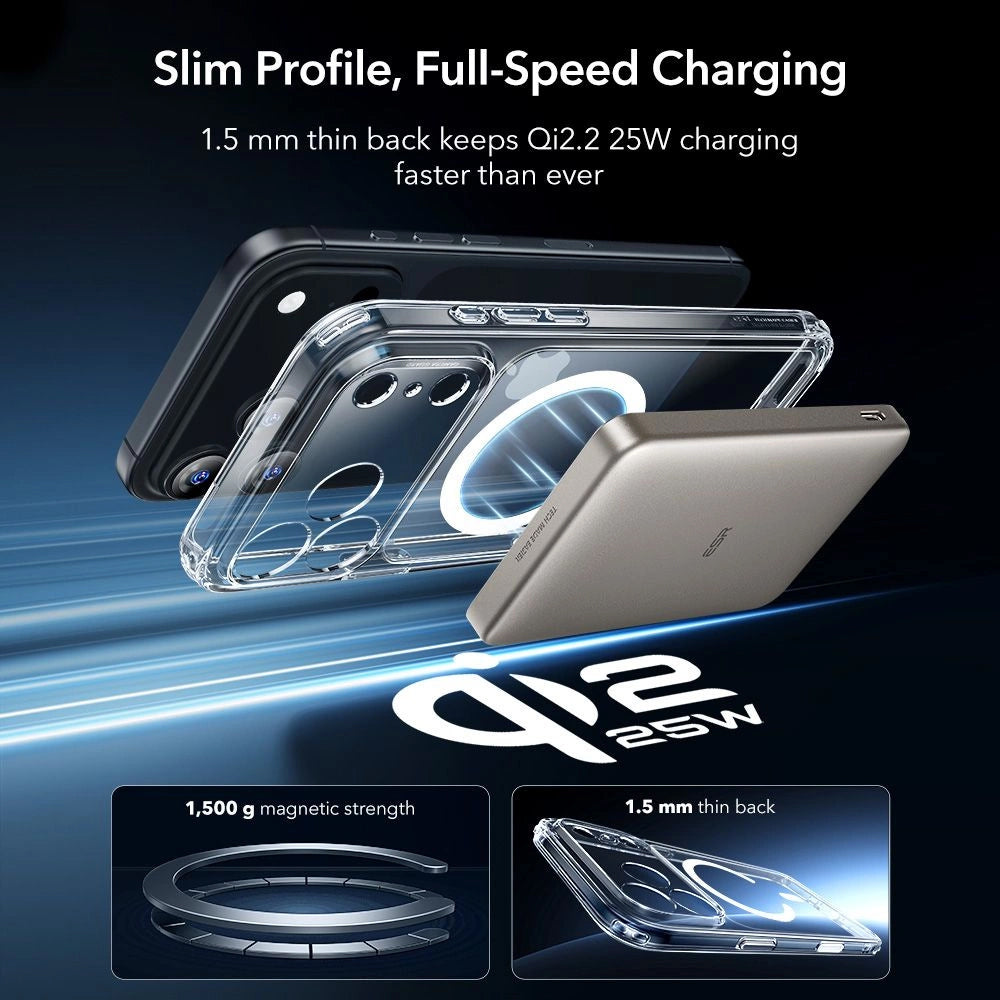 Custodia MagSafe per Apple iPhone 17 Pro, ESR, Classic Hybrid con Protezione Schermo, Trasparente