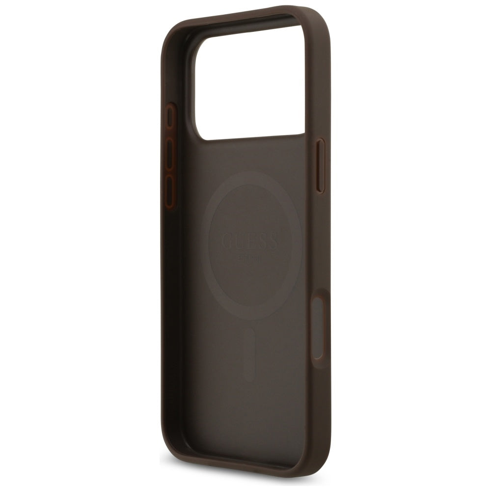 Custodia MagSafe per Apple iPhone 17 Pro, Guess, 4G Circle Classic Logo, Marrone