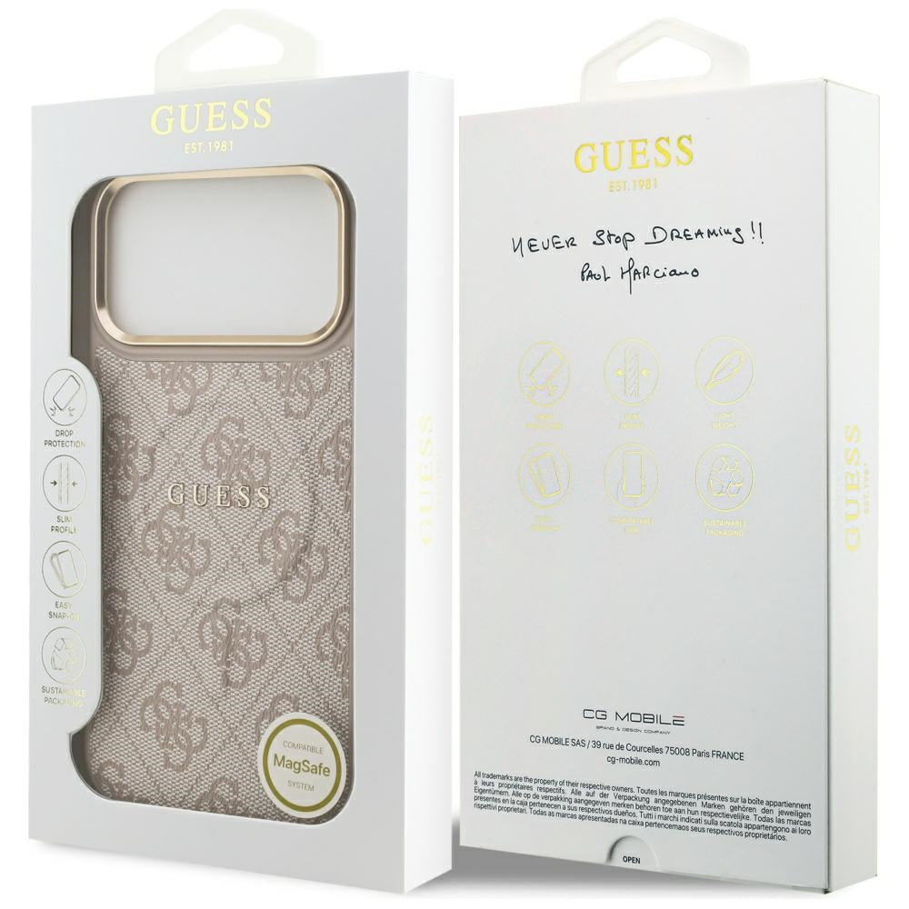 Custodia MagSafe per Apple iPhone 17 Pro, Guess, 4G Classic, Rosa