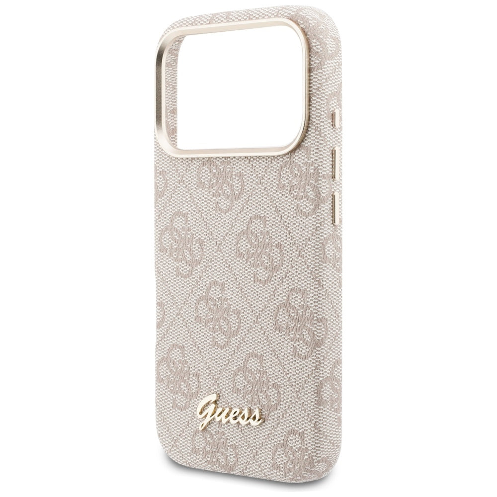 Custodia MagSafe per Apple iPhone 17 Pro, Guess, 4G Script Logo, Rosa