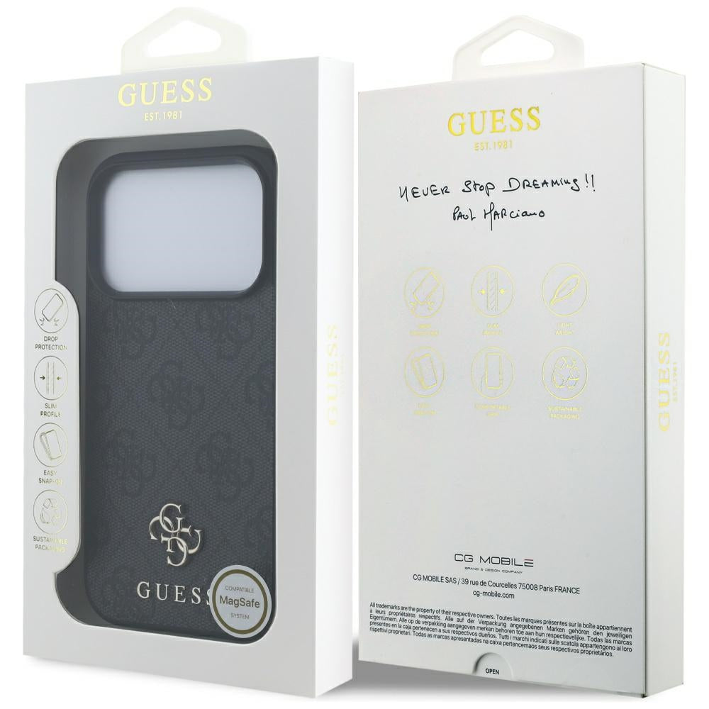 Étui MagSafe pour Apple iPhone 17 Pro, Guess, 4G Petit et Logo Classique, Noir