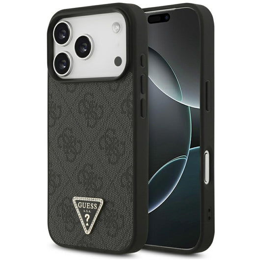 MagSafe Hülle für Apple iPhone 17 Pro, Guess, 4G Triangle Strass, Schwarz