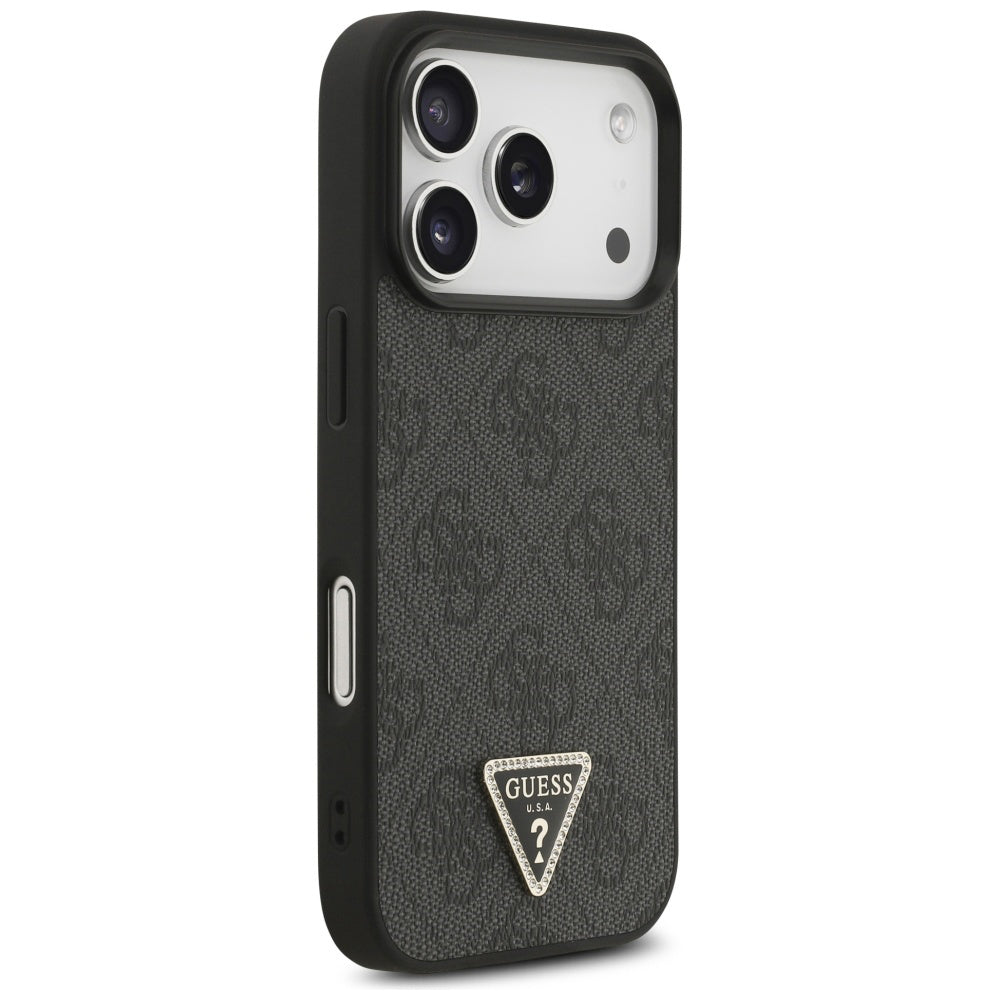 MagSafe Hülle für Apple iPhone 17 Pro, Guess, 4G Triangle Strass, Schwarz