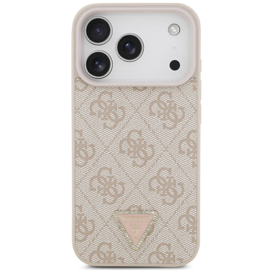 MagSafe Hülle für Apple iPhone 17 Pro, Guess, 4G Triangle Strass, Rosa