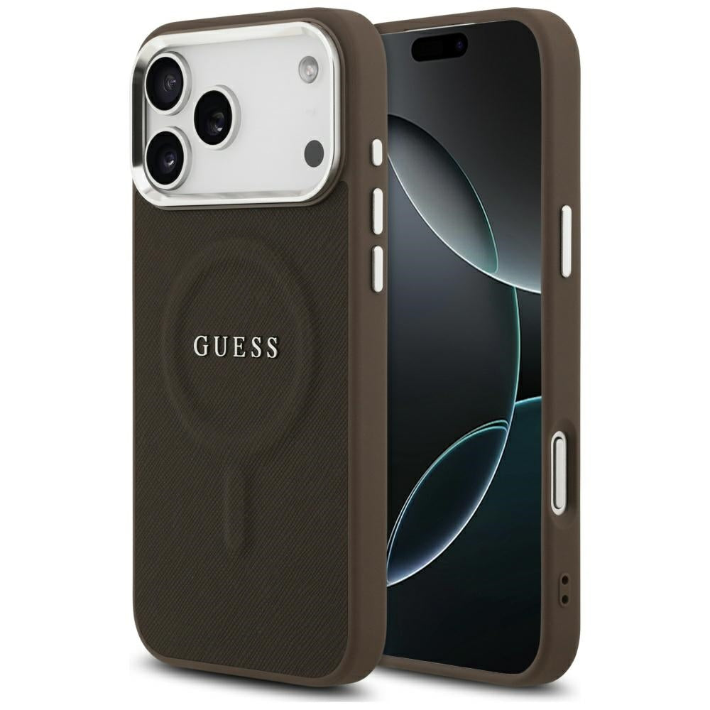Custodia MagSafe per Apple iPhone 17 Pro, Guess, Classic Logo, Marrone