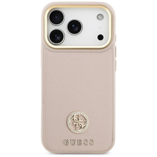 MagSafe Hülle für Apple iPhone 17 Pro, Guess, Grained Strass Logo, Rosa
