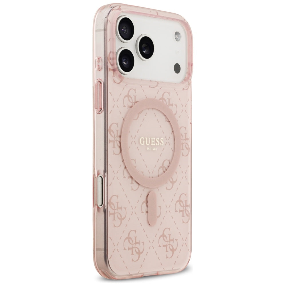Custodia MagSafe per Apple iPhone 17 Pro, Guess, IML 4G Background, Rosa