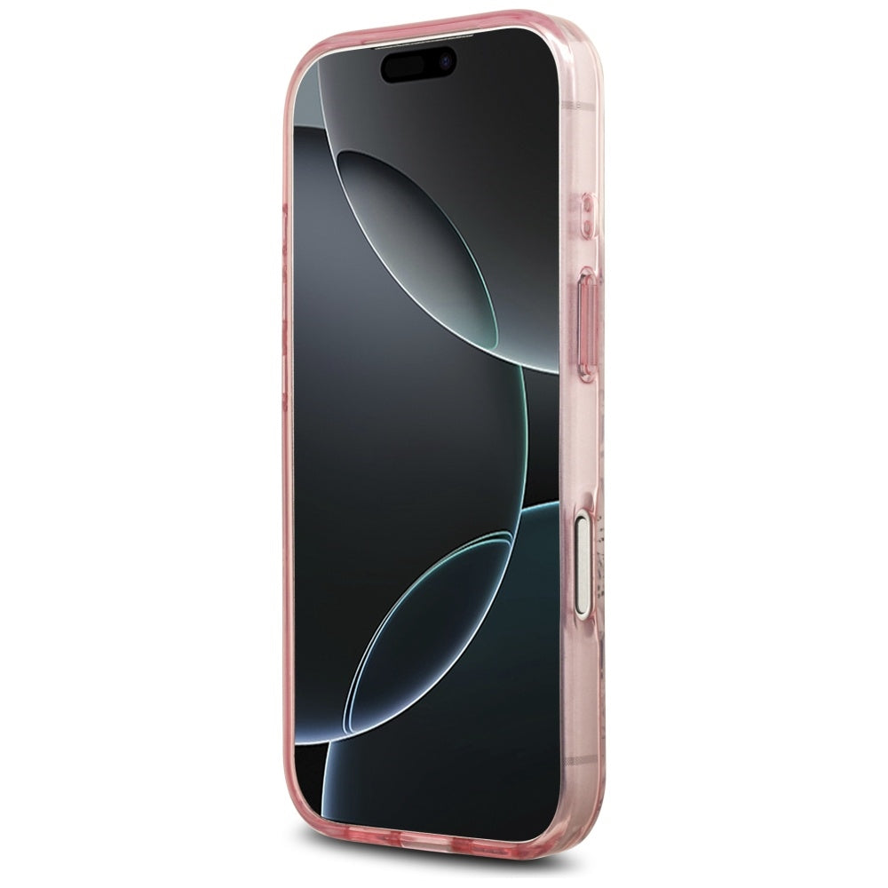 Custodia MagSafe per Apple iPhone 17 Pro, Guess, IML Flower and Tonal Circle, Rosa