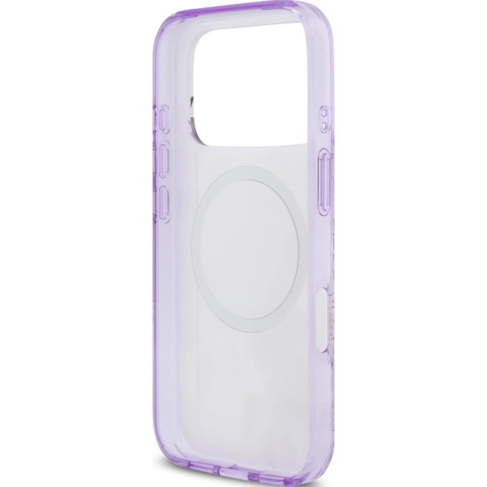 Étui MagSafe pour Apple iPhone 17 Pro, Guess, IML Flower & Tonal Circle, Mauve