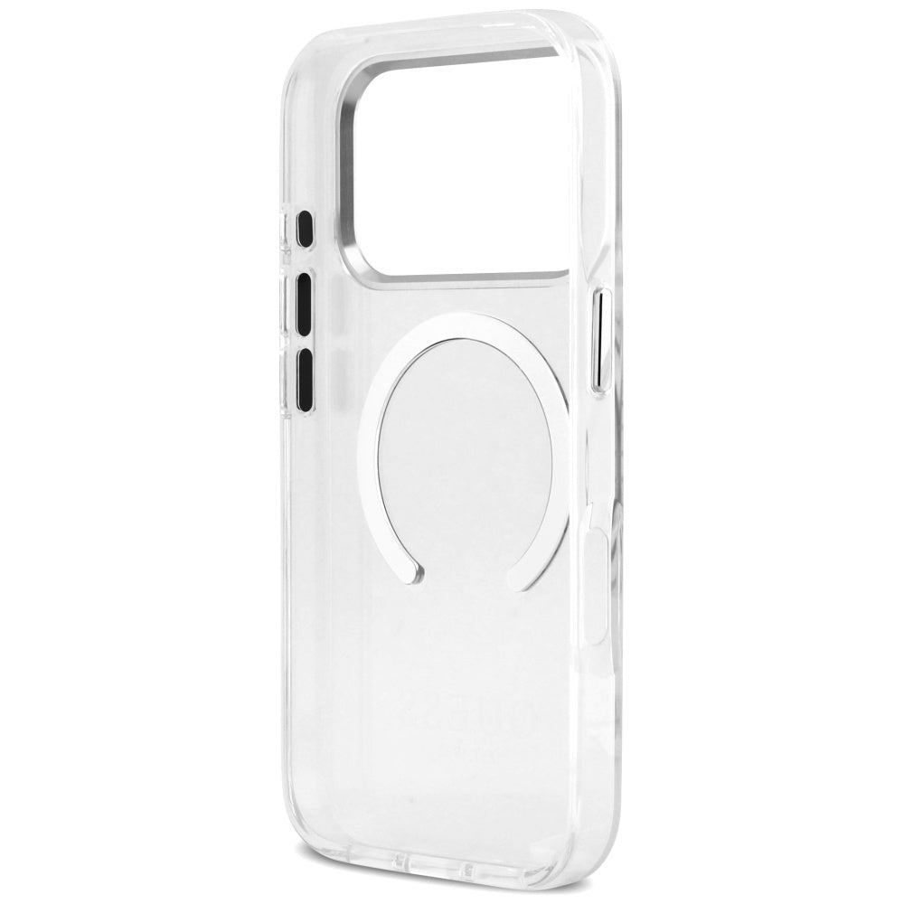 Coque MagSafe pour Apple iPhone 17 Pro, Guess, Metal Outline, Argentée