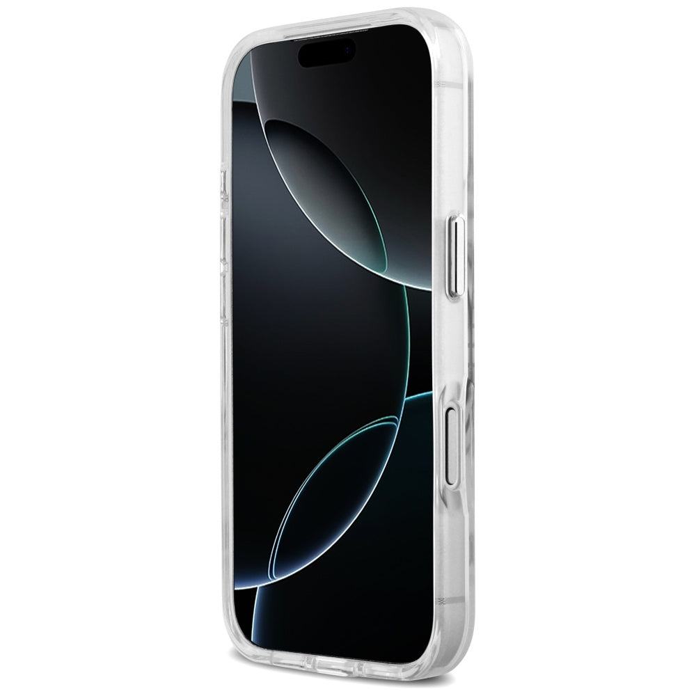 Coque MagSafe pour Apple iPhone 17 Pro, Guess, Metal Outline, Argentée