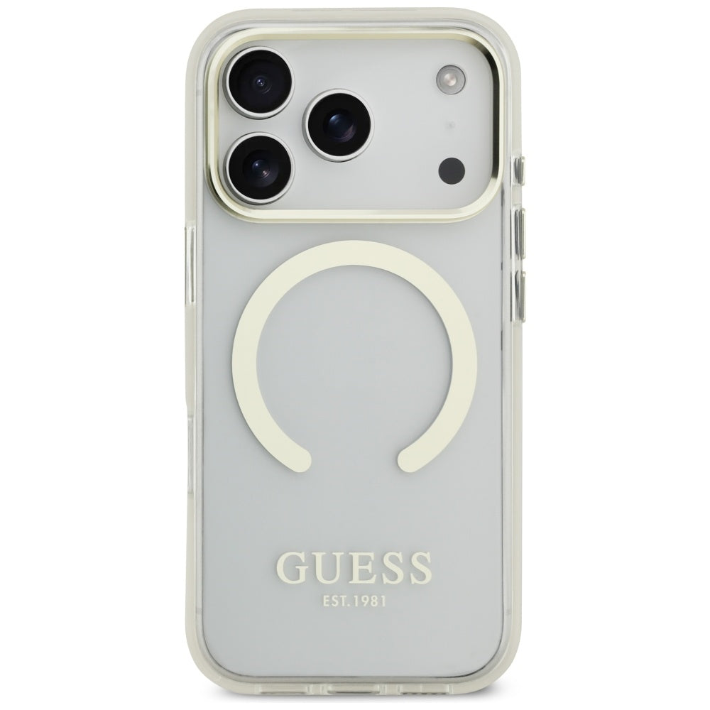 MagSafe Hülle für Apple iPhone 17 Pro, Guess, Metal Outline, Gold