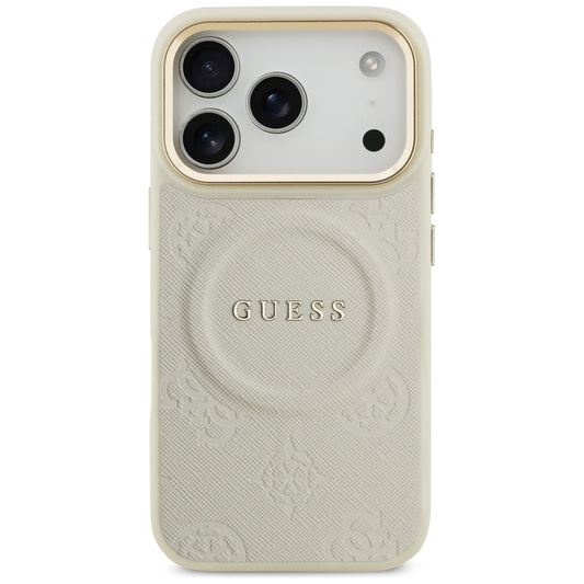 MagSafe Hülle für Apple iPhone 17 Pro, Guess, Peony Hot Stamp, Beige