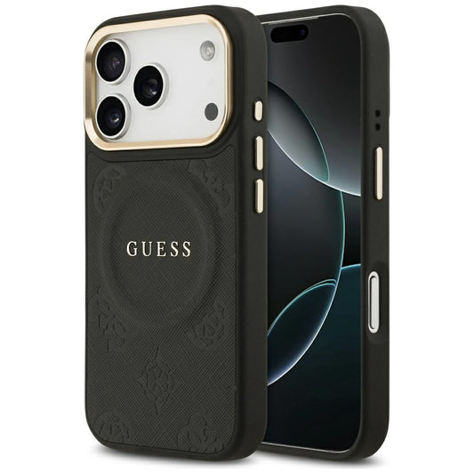 MagSafe Hülle für Apple iPhone 17 Pro, Guess, Peony Hot Stamp, Schwarz