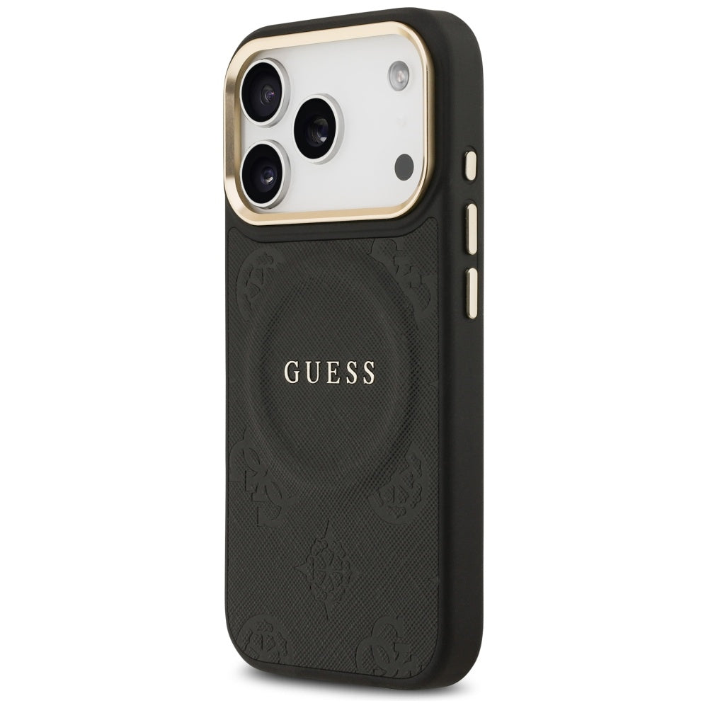 MagSafe Hülle für Apple iPhone 17 Pro, Guess, Peony Hot Stamp, Schwarz