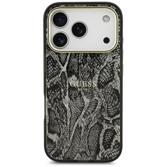 Étui MagSafe pour Apple iPhone 17 Pro, Guess, Motif Python, Noir