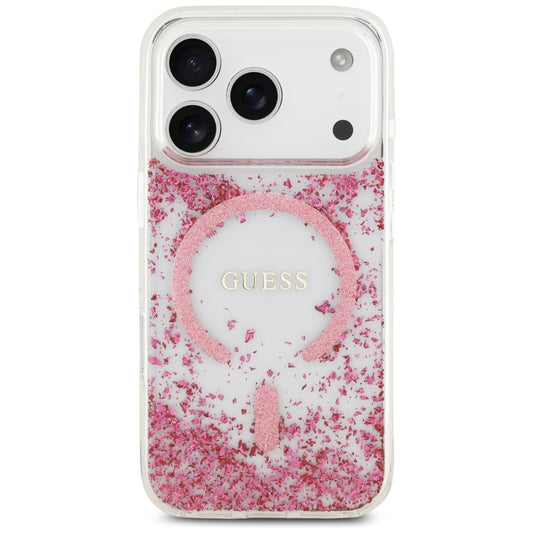 Étui MagSafe pour Apple iPhone 17 Pro, Guess, Resin Bottom Glitter, Rose
