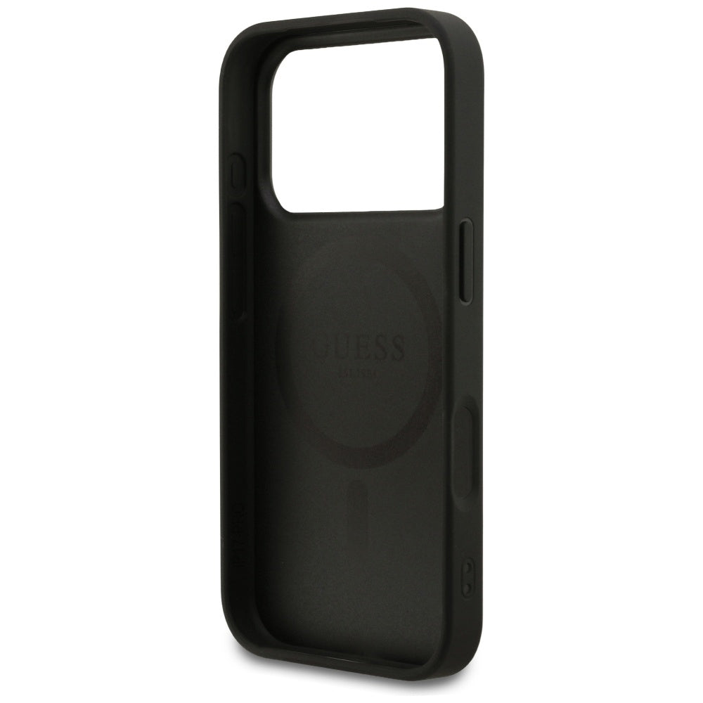 Étui MagSafe pour Apple iPhone 17 Pro, Guess, Saffiano Classic Logo, Noir