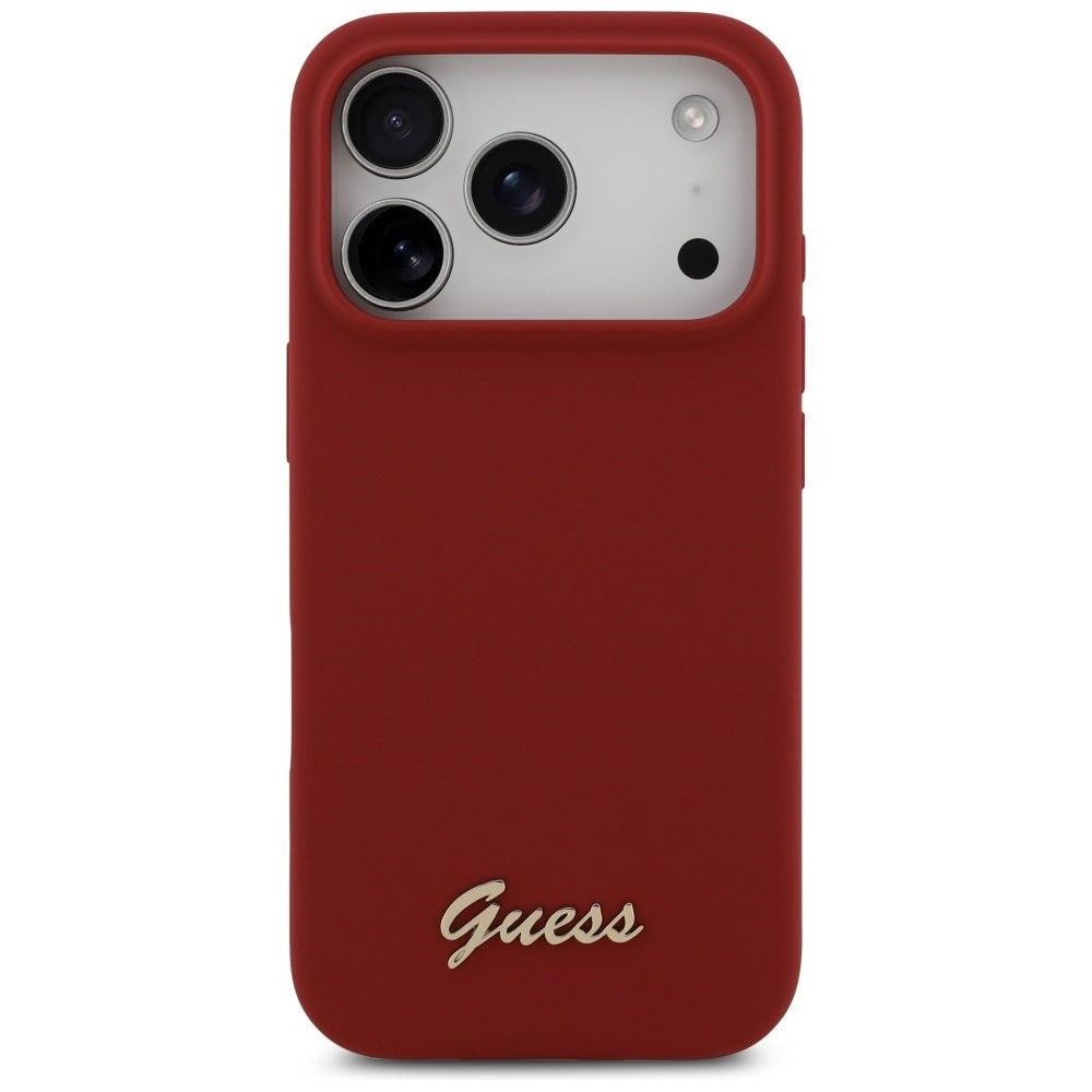 Coque MagSafe pour Apple iPhone 17 Pro, Guess, Script Metal Logo, Rose
