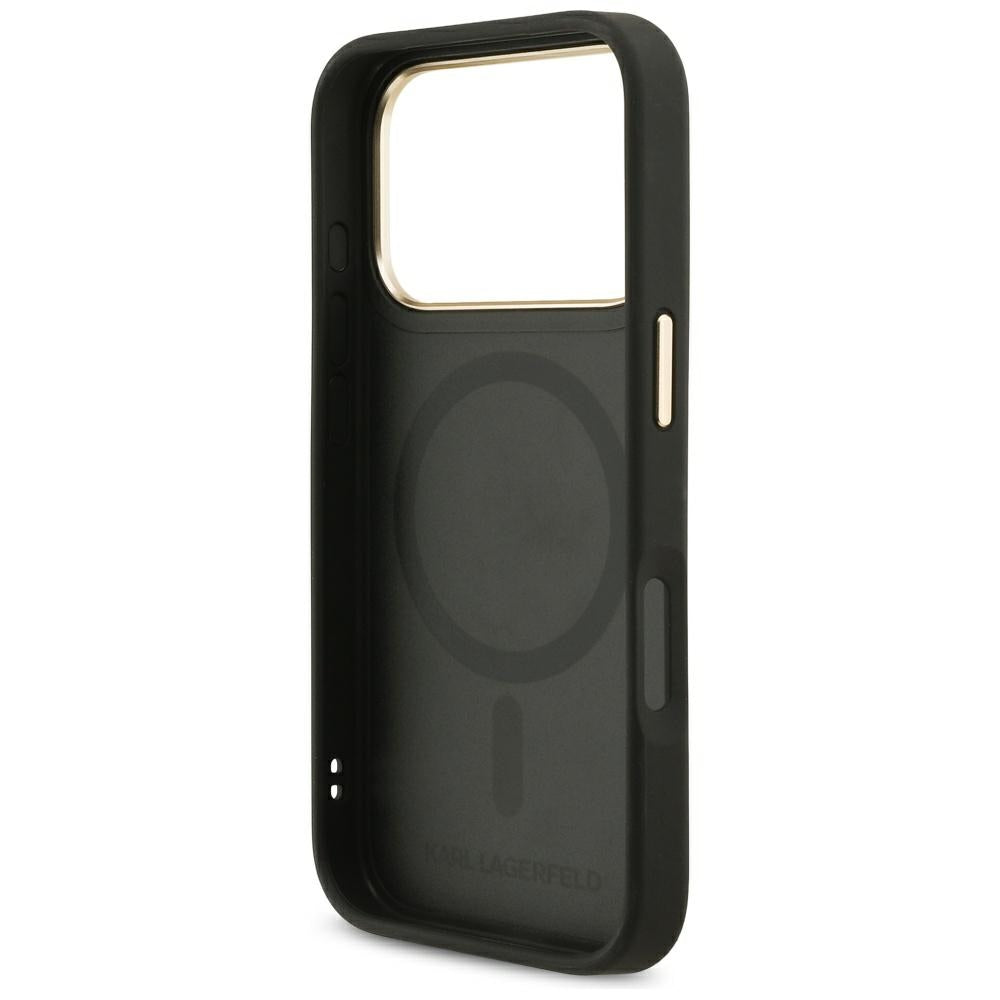 Custodia MagSafe per Apple iPhone 17 Pro, Karl Lagerfeld, Big Strap Choupette Metal Logo, Nera