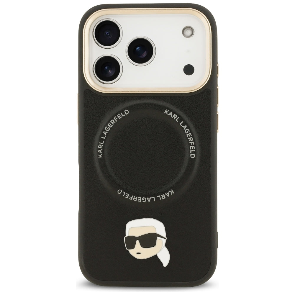 Étui MagSafe pour Apple iPhone 17 Pro, Karl Lagerfeld, Big Strap Karl Metal Logo, Noir