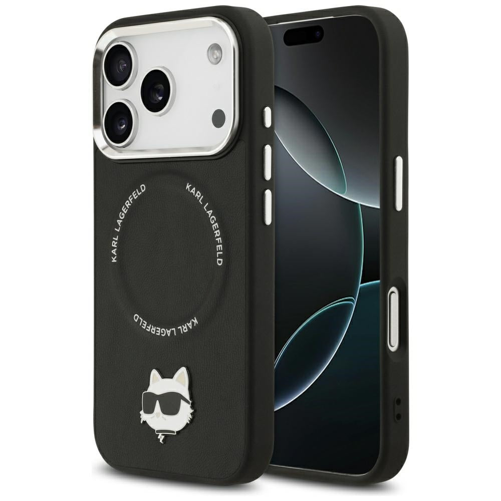 Étui MagSafe pour Apple iPhone 17 Pro, Karl Lagerfeld, Choupette Pin, Noir