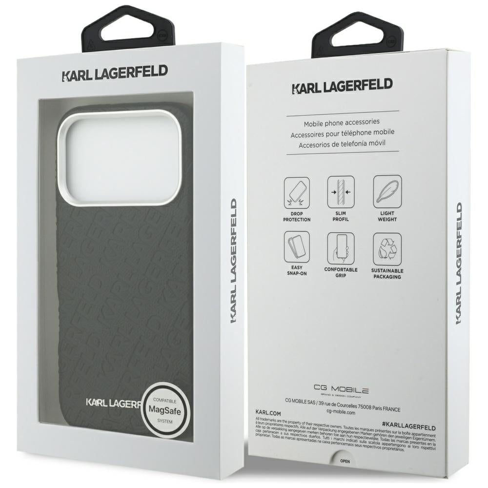 MagSafe Case for Apple iPhone 17 Pro, Karl Lagerfeld, FW Stamped Karl, Black