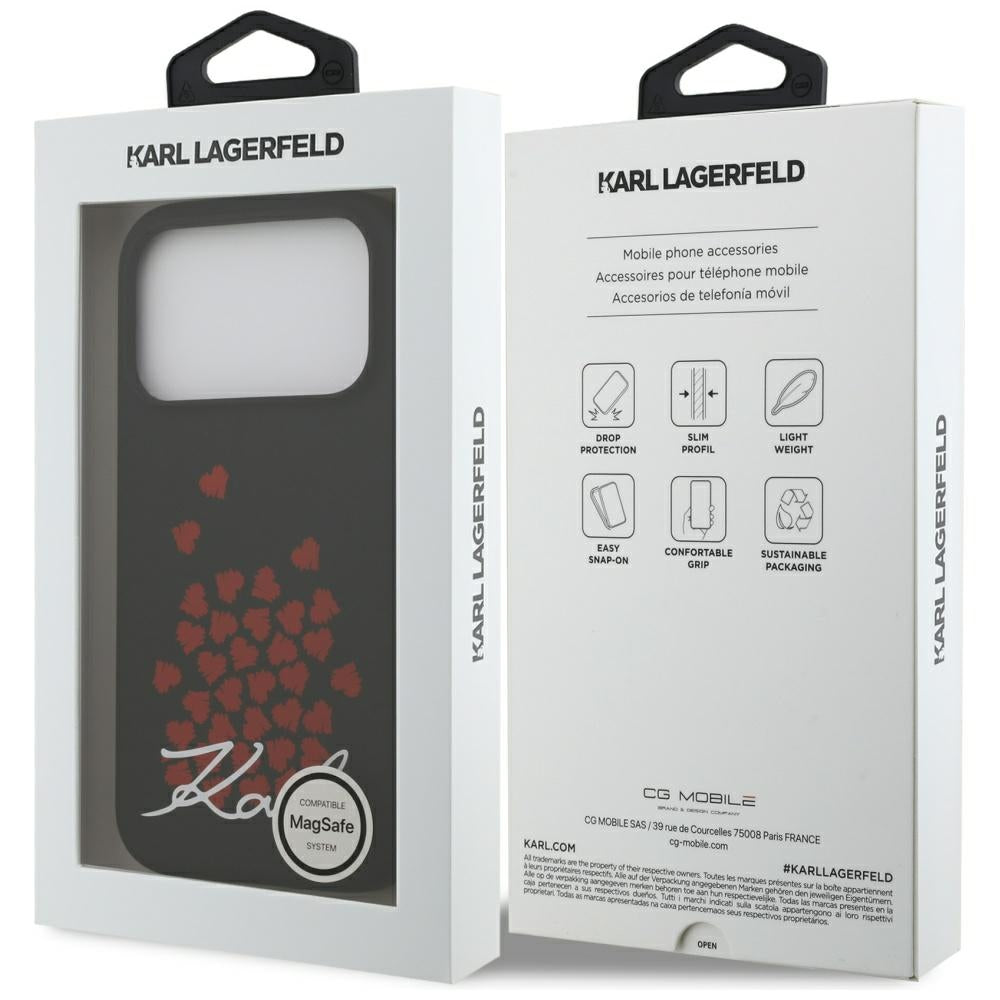 MagSafe Hülle für Apple iPhone 17 Pro, Karl Lagerfeld, Heart Sign Logo, Schwarz